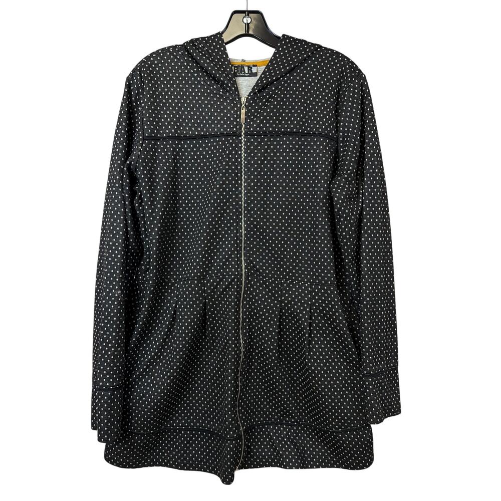 BAR By Melis Kozan Black White Polka Dot Hooded Zip Up Sweatshirt Size M
